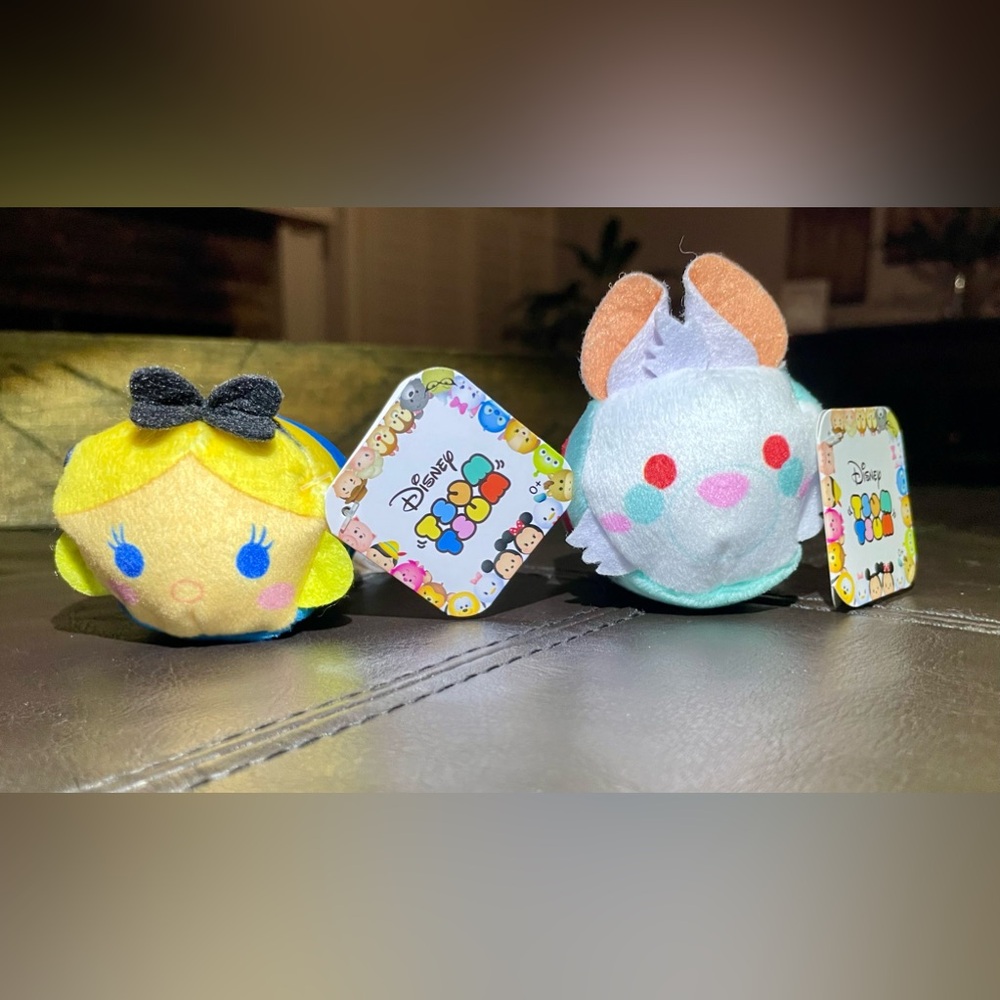 Disney Tsum Tsum Alice in Wonderland Set Alice & The White Rabbit Small 3” Long